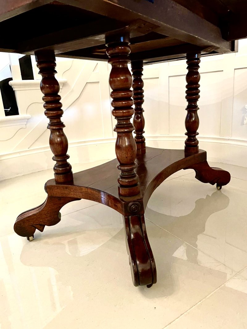 Quality Antique Regency Mahogany Drop Leaf Centre / Dining Table - Image 6